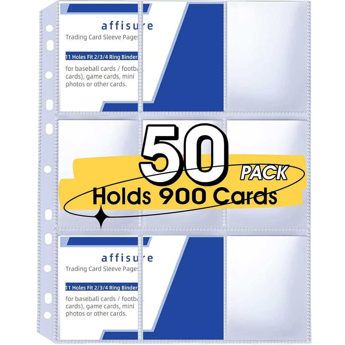 Trading Card Binder - Pacote com 50 Protetores de Cartas